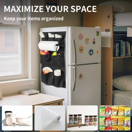 WOMACO Mini Fridge Organizer, Strong Adhesive Dorm Refrigerator Caddy, Heavy Duty College Dorm Fridge Storage Caddy – Apartment, Kitchen and Door Organization (Black, 2 pack)