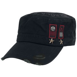 Rock Rebel by EMP Mens Black Army Cap with Print, Patches and Studs, black