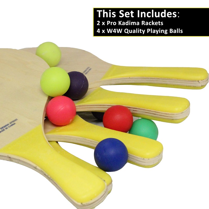 W4W Kadima Beach Paddle Ball Racket Set - Bundle Pack