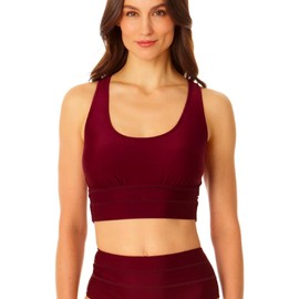 Coppersuit Women's Standard Banded Halter Longline Bra Swim Top, Merlot