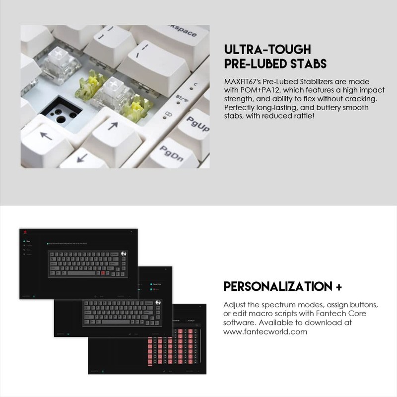 FANTECH MAXFIT67 3-Mode Custom Mechanical Gaming Keyboard RGB Backlit, 65%