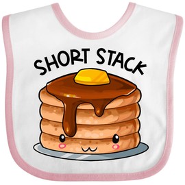 inktastic Short Stack Cute Pancake Breakfast Baby Bib White and Pink 3ab0e