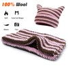 YAMEIZE Cat Ear Striped Knitted Hat - for Men and