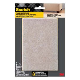 Scotch Felt Pads, 2 Pads, Rectangular, Beige, 4 in x 6 in