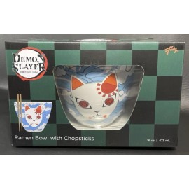 Just Funky Demon Slayer Kimetsu No Yaiba Tanjiro Fox Mask Ramen Bowl With Chopsticks