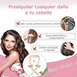 Rizador de Pelo Sin Calor, Rizador Sin Calor para Cabello con Pinzas para el Cabello y Coletero, Cinta para Rizar Sin Calor para Dormir, Rizos Sin Cal
