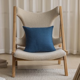 Home Brilliant Navy Blue Cushion Covers 45 x 45 Set of 2, Lined Linen Cushion Cover for Couch Sofa, Dots and Checkers Cushion Covers 45cm x 45cm, 18 inch, White Navy