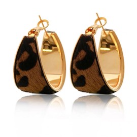 Leopard Earrings Large Hoop Leopard Print Earring for Women Vintage Chunky Gold Cheetah Earrings Animal Print Earring Stud Fashion Jewelry Gift (Leopard)