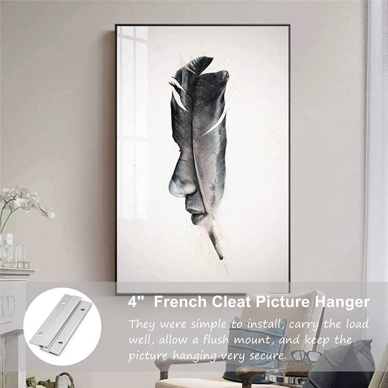 French Cleat Picture Hanger, Aluminum Z Hanger Interlocking Wall Mounting