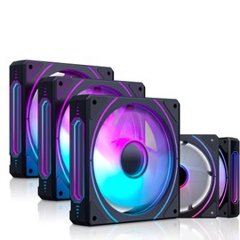 DS 120MM Computer Cooling Fans for Chassis Case, with Mirror LED Tunnel Light Effect on The Side, RGB Fan with Mini Controller kit for PC Case (5 Pack Fans)