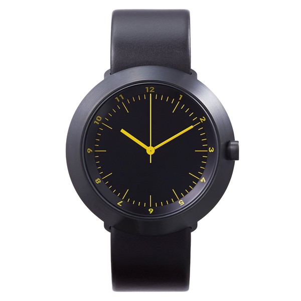 Normal Timepieces "Fuji" Brushed IP Black Steel Amber Leather Unisex