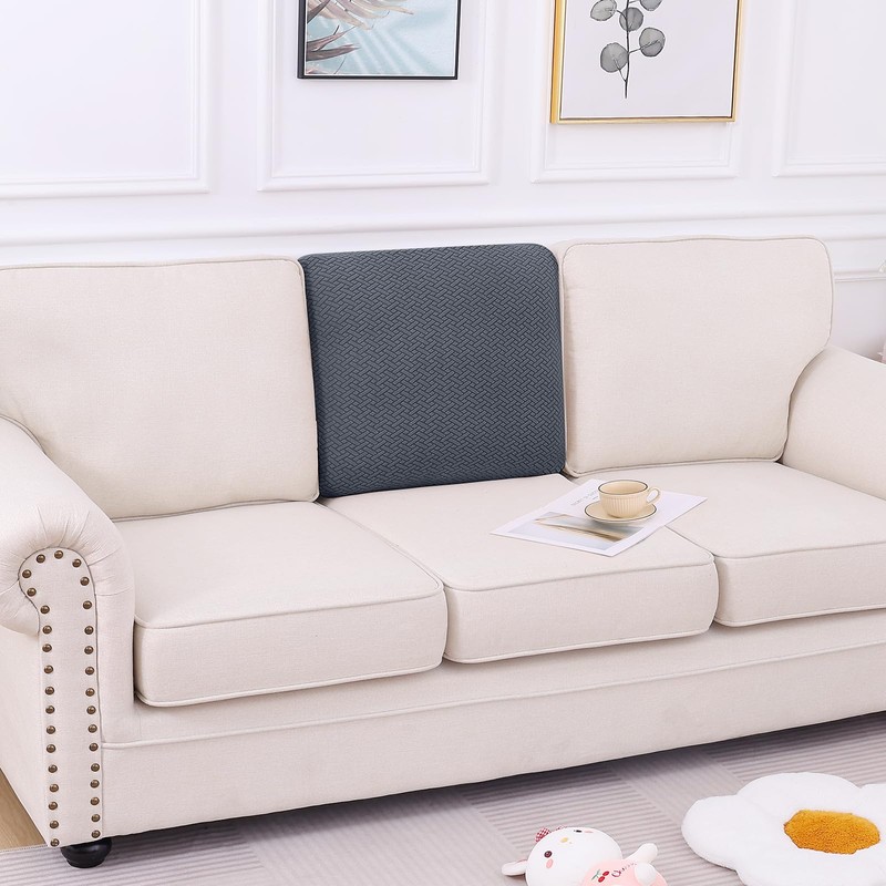 Smiry Waterproof Couch Cushion Covers, Stretch Jacquard Thick Sofa Cushion