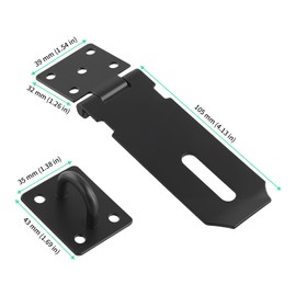 FUNSUEI Pack of 6 Padlock Hasp, Lock Bolt Stainless Steel Black, 105 mm / 4 Inch Safety Hasp Lock for Door, Cabinet, Box