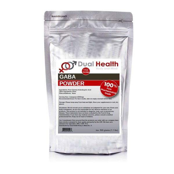 Pure GABA (500 Grams (1.1 lb)) Gamma Aminobutyric Acid Powder Bulk Supplements
