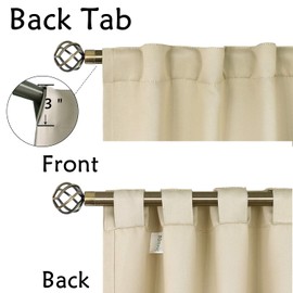 BGment Rod Pocket and Back Tab Blackout Curtains for Bedroom - Thermal Insulated Room Darkening Curtains for Living Room, 2 Window Curtain Panels (52 x 63 Inch, Beige)