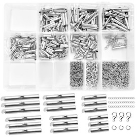 Worldity 6 Size Slider End Caps, Slider Clasp for Beading Slide Tube Cord Ends with Open Jump Ring Lobster Clasp Chain Extender, Jewelry Making Kit beading loom for Necklace Bracelet Jewelry Making