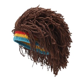 Yooce Reggae Braided Wig Caps Dreadlocks Beanie Hat Brown