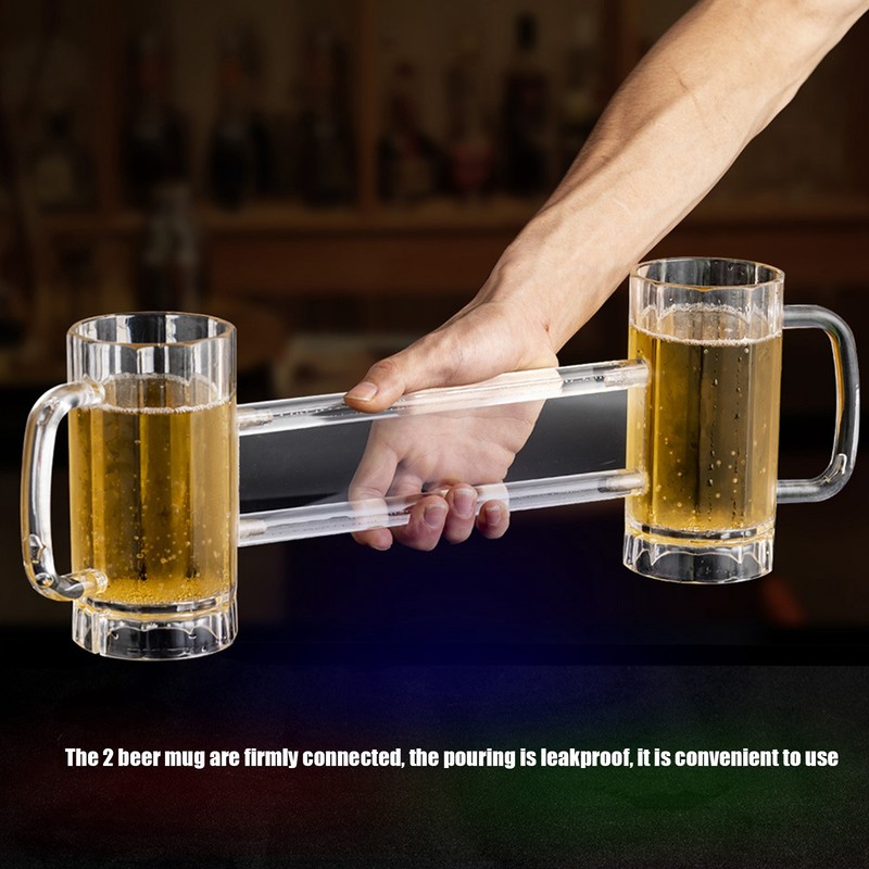 430ml Beer Mug Double Conjoined Beer Glass Drop Resistant Acrylic