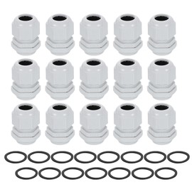 sourcing map 15Pcs PG19 Nylon Cable Glands, Waterproof Cord Grip Connector with Washer, Adjustable Wire Grommet Protectors with Gaskets and Locknut for Junction Box, White
