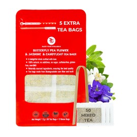 INJOY YOUR VITALGRI:N Butterfly Pea Flower Tea with Jasmine & Stevia - 55 Count (Includes 5 Bonus Bags) - 4.44 oz, Herbal Blend for Relaxation, Skin Health, and Immune Support