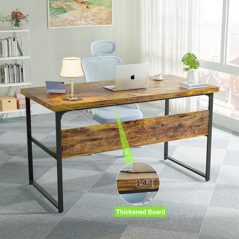 Unikito Computer Desk with Power Outlets, Executive Desk with Extra