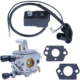 Adefol Carburettor and Ignition Coil for Stihl FS120 FS200 FS250 FS300 FS350 FS380 Trimmer, Carburetor + Ignition Coil Module + Wire + Gaskets Replacement Parts 5 in 1 Carb Kit