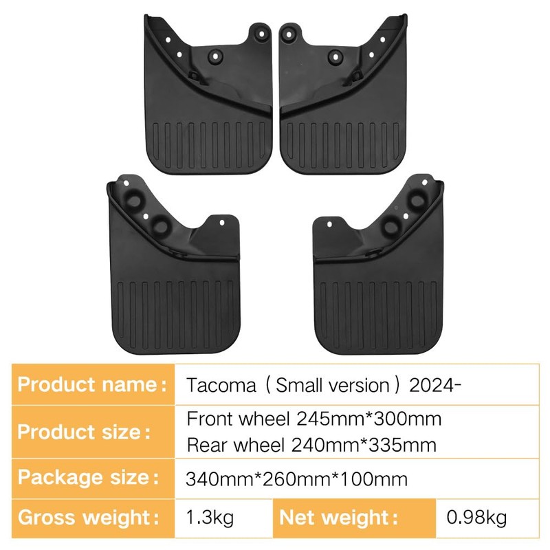 GONMOT Mud Flaps for Toyota Tacoma 2024 2025 Mud Flaps