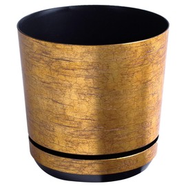 KERD 12cm Antique Gold (014) Decorative High Quality Recycled Material Plant Pot with Drainage System with Saucer Hand Pasted Vintage Stylish Rustic Classic Interior Retro