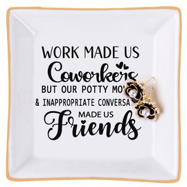 Piudee Coworker Gifts for Women - Work Made Us Coworkers&Friends Jewelry Dish, Farewell Going Away Appreciation Gifts for Coworkers Women Goodbye Thank You Gift Retirement Birthday Christmas Gift