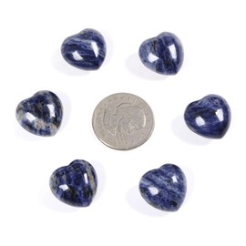 Sodalite Healing Crystal Heart Love Stones Pocket Palm Thumb Gemstones Chakra Reiki Balancing Valentines Day Gifts 1 inch（Pack of 5）