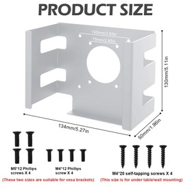 YushengTai Bracket for Mac Mini m4, Under-Desk Mount VESA Mount for Mac Mini M4, Metal Bracket Desktop Computer, Under Desk Stand Holder, Accessories Wall Mount for Office Home, Silver