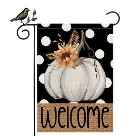 GEEORY Fall Welcome Garden Flag 12.5 x 18 Inch, Pumpkin Sunflower Double Sided Small Decorative Flag for Outside Yard Lawn Outdoor Decoration GB072-12