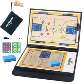 MTSBDM 21.3 x 12.6 Foldable Waterproof Magnetic Basketball Coaching Clipboard – 24 Magnets, Dry Erase Marker, Eraser – Tactical Coaching Board for Coaches, Training, Game Strategy.Board 3 Fold