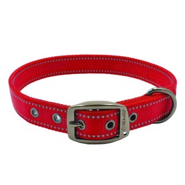 Max and Neo MAX Reflective Metal Buckle Dog Collar - We Donate a Collar to a Dog Rescue for Every Collar Sold (Medium, RED)