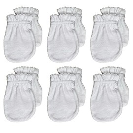 Newborn Baby Gloves No Scratch Mittens 100% Cotton, For 0-6 Months Boys/Girls (White, 6)