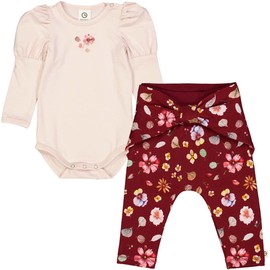 Müsli by Green Cotton Baby Girl Dazzle Set Base Layer, Cabernet / Nightingale / Poetry Green