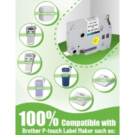 8 x Veson Compatible with TZe-231 TZe231 TZc 231 Brother P-Touch Tapes 12 mm TZ TZe Tape 0.47 White Laminated Label Tape for PT-E110 PT-D400 H105WB D210 H110 D600VP H107B H100LB Black White on white