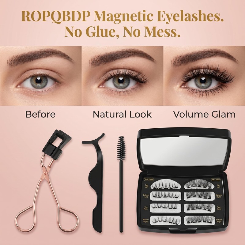 Magnetic Eyelashes with Applicator - No Eyeliner Needed 3D Magnetic