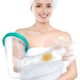 AbaqKalza Protector de Yeso de Brazo Adulto para Ducha, Funda de Yeso Impermeable, Cubierta Hermética de Brazo Reutilizable, Mantener Seco Vendaje Baño Protege Lesiones Fractura Tatuaje, Ligero Y Apto