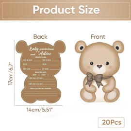 20 Pcs Bear Baby Prediction Cards - Bear Gender Reveal Baby Shower Game Cards, Advice for New Parents, Baby Shower Party Decorations, Gender Reveal Gifts