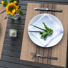 Winknowl Winknowl Placemats, Set of 8 Heat Resistant Stain Resistant Woven Vinyl Insulation Place mats, Durable Washable Elegant Table Mats for Dining (Brown)