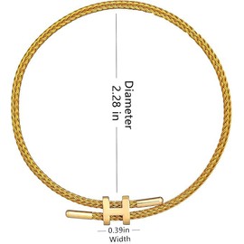 Afoxon 2inch Bracelets for Women Adjustable Charm Bracelet, plated Buckle Design Titanium Steel Wire Rope Women's Gift (Gold Bracelet)