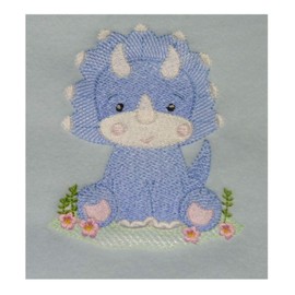 Triceratops Dinosaur (839) - Embroidered Lightweight Soft Patterned Fleece Baby Blanket (Pink Hearts)