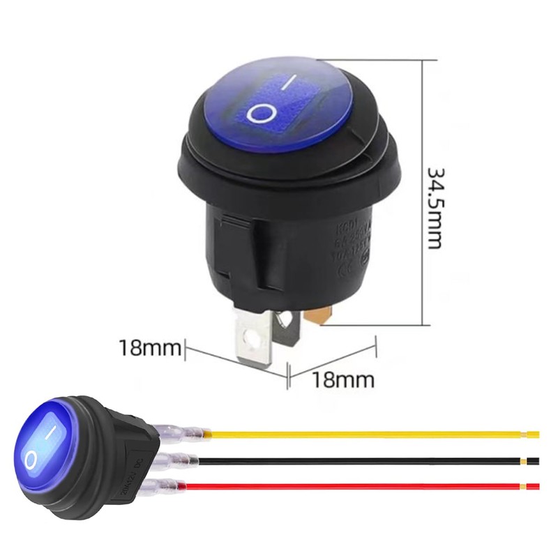 Pack of 5 12 V 20 A Waterproof Round Pre-Wired