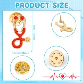 SANNIX 15Pcs Stethoscope Pins, Stethoscope Brooch Pins Lapel Pins Stethoscope Enamel Lapel Pin Nurse Doctor Pin Badge Nurse Week Gifts for Clothes Bags Hats Accessories, 8 Colors