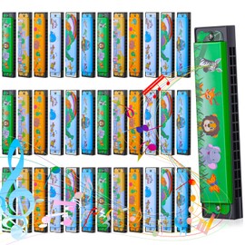 Seenelling 36 Pcs Kids Harmonicas Bulk Cartoon Harmonica with Double Row of 16 Holes Musical Instrument Toy for Birthday Party Favors Return Gifts Kids Goodie Bags Suffer