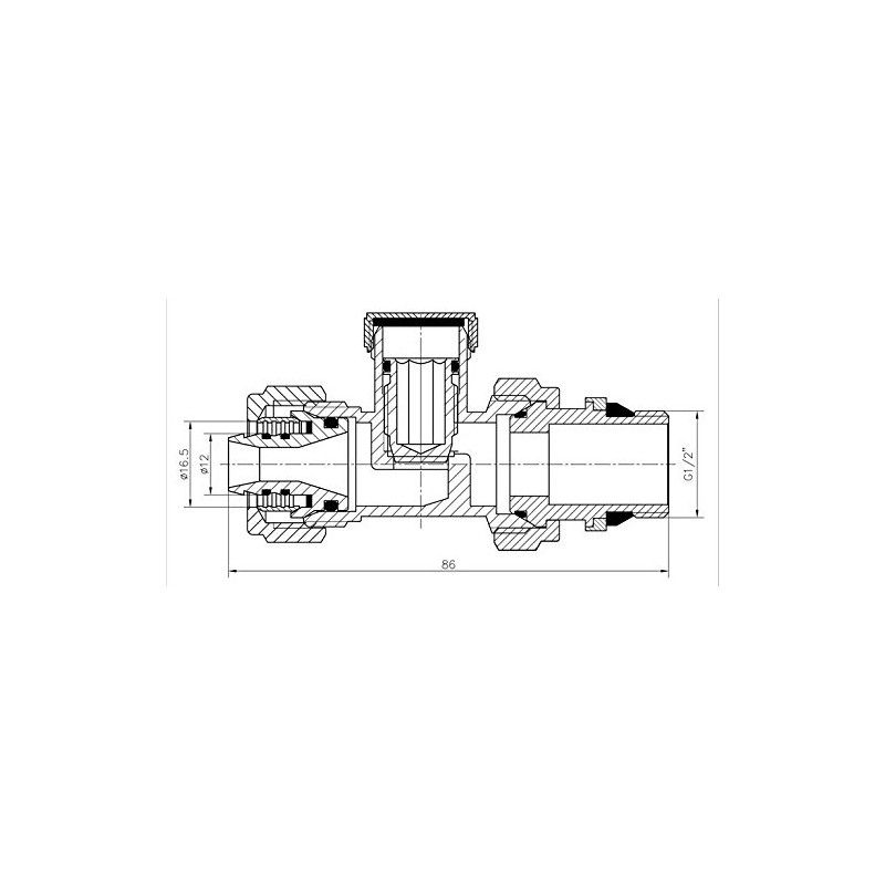 Straight Manual Return Outlet Radiator Valve 16mm PEX Compression Fittings