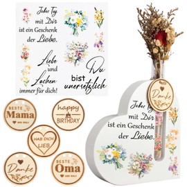 HOWAB Birthday Gift Mother's Day for Mum Grandma Gift Heart Vase, Best Friend Gifts for Women, Mother's Day Gift Mothers Day Plastic Vase Gifts