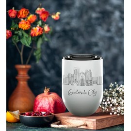 Ciudad de Guatemala Guatemala City Gifts and Souvenirs - 12 Oz Insulated Wine Tumbler with Lid - Ciudad de Guatemala College Graduation Gifts - Unique Drinkware - Central America