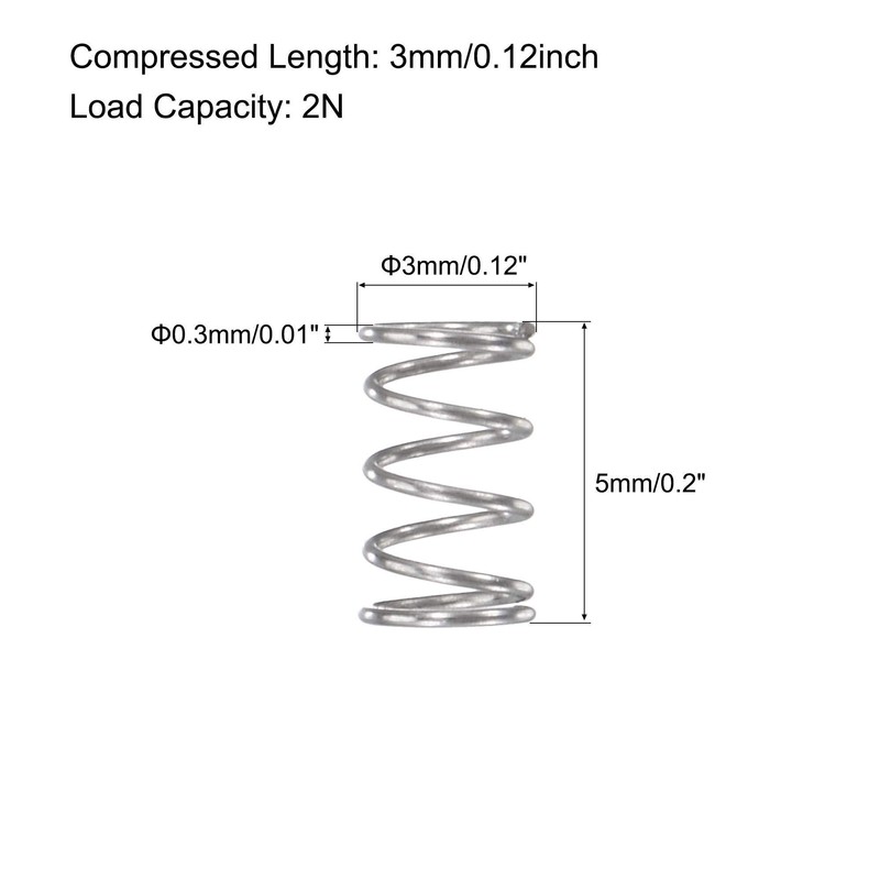 TA-VIGOR 30Pcs Compressed Spring, 3mm OD,0.3mm Wire Size,5mm Free Length
